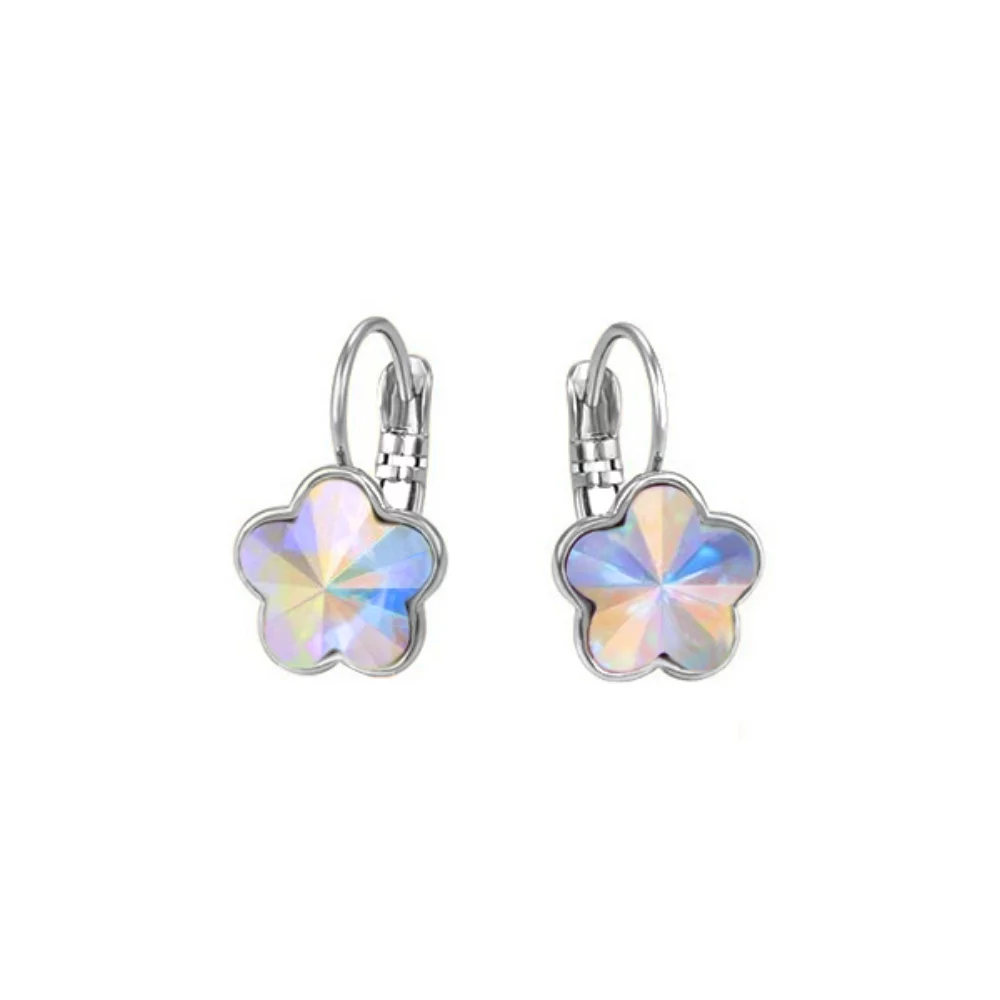 Swarovski Elements Crystal Flower Drop Earrings - Vitrail Light