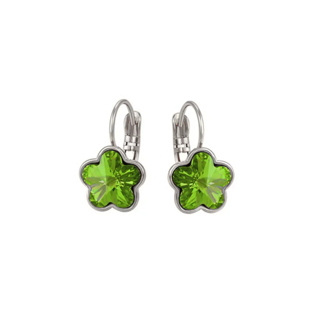 Swarovski Elements Crystal Flower Drop Earrings - Green