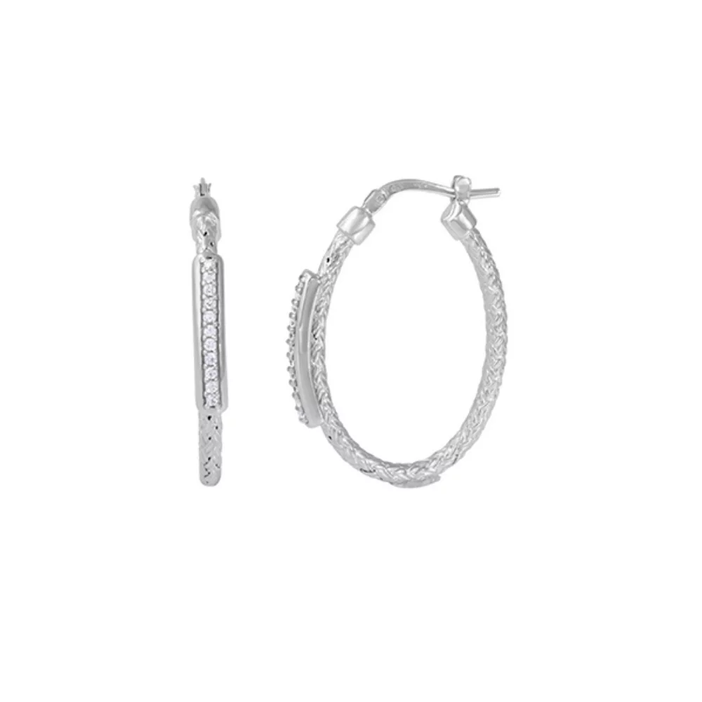 Boucles d'oreilles ovales "MARIN OVAL" en argent sterling Diamondlite de Charles Garnier - Argent