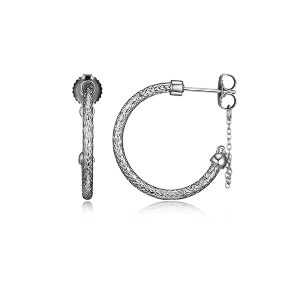 Charles Garnier Sterling Silver "HOOP" Rhodium Plated 24mm J Hoop Earrings - Silver