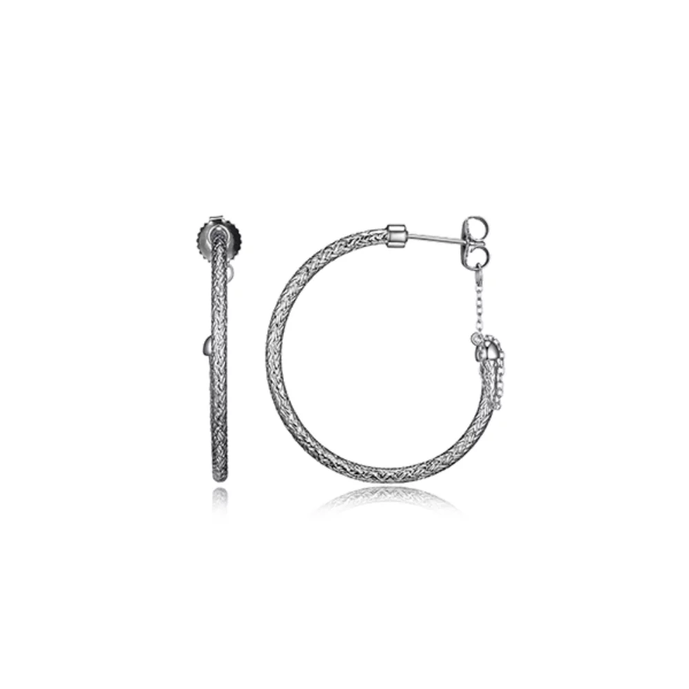 Charles Garnier Sterling Silver "HOOP" 35mm J Hoop Earrings - Silver