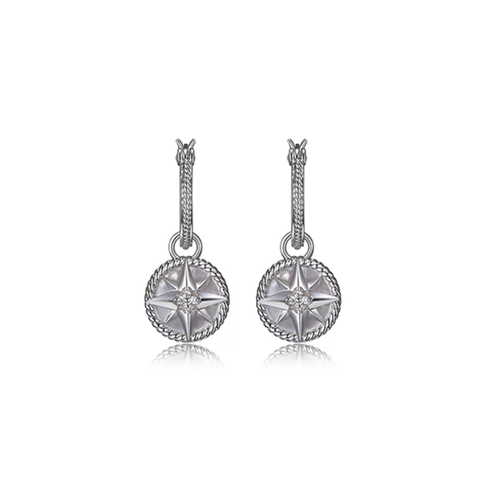 Charles Garnier Sterling Silver "STELLA" Star Lever Back Earrings - Silver