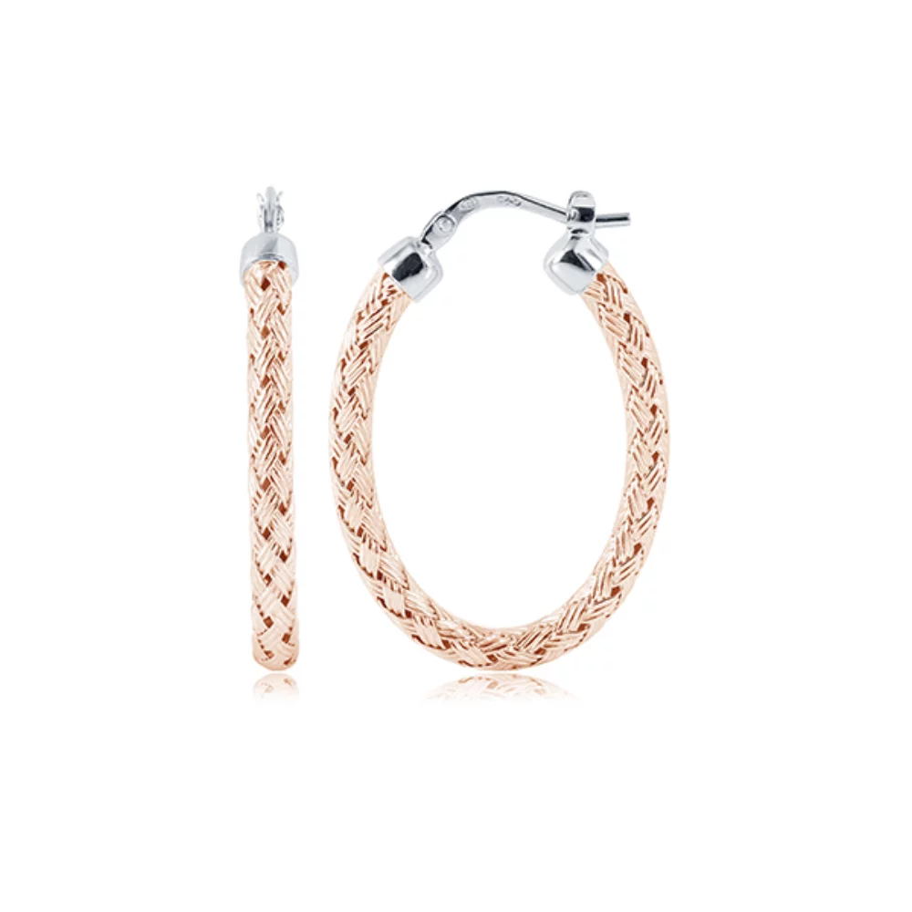 Charles Garnier Sterling Silver "MILAN OVAL 35" 35mm Oval Hoop Earrings - Rose Gold