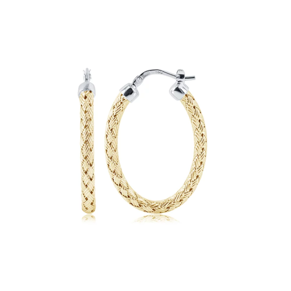 Charles Garnier Sterling Silver "MILAN OVAL 35" 35mm Oval Hoop Earrings - Gold