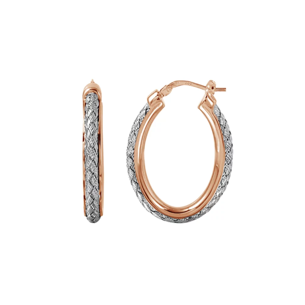 Charles Garnier Sterling Silver "NORMA OVAL" Oval Hoop Earrings - Rose Gold and Silver