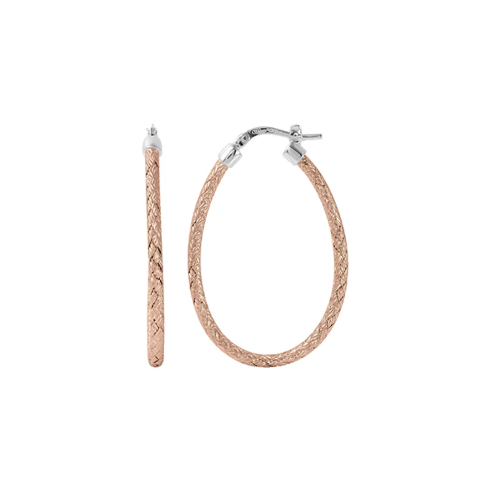 Charles Garnier Sterling Silver "JODY OVAL" 30mm Oval Hoop Earrings - Rose Gold