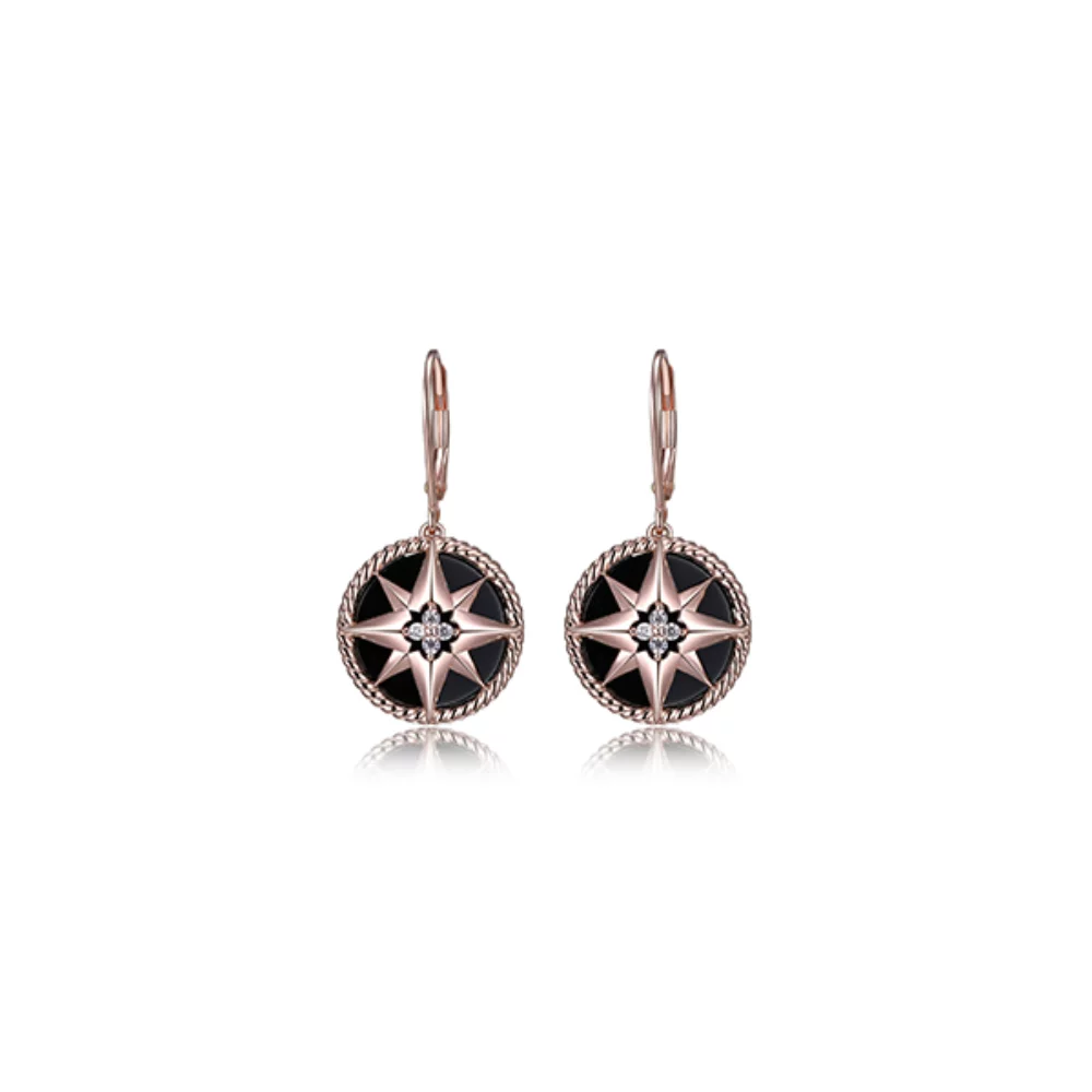 Charles Garnier Sterling Silver "STELLA" Star Earrings - Rose Gold