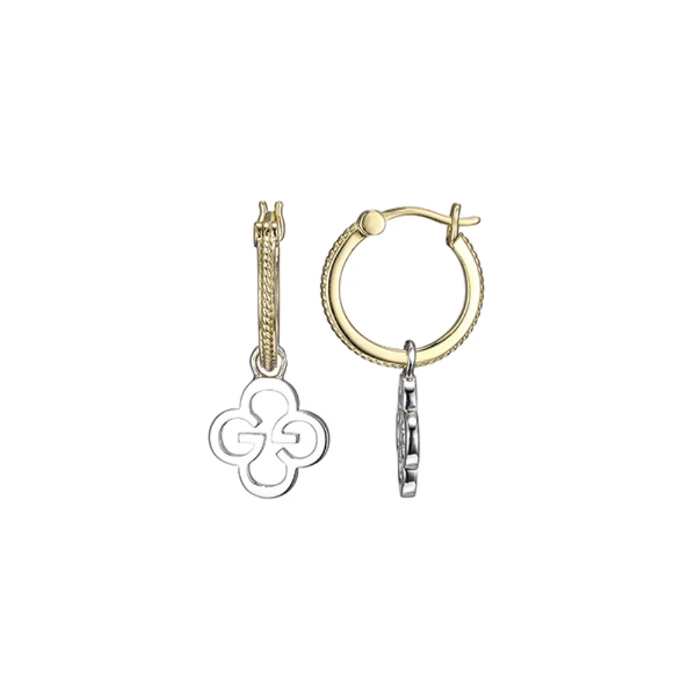 Charles Garnier Sterling Silver "MONOGRAM" 12mm Hoop Earrings - Gold and Silver