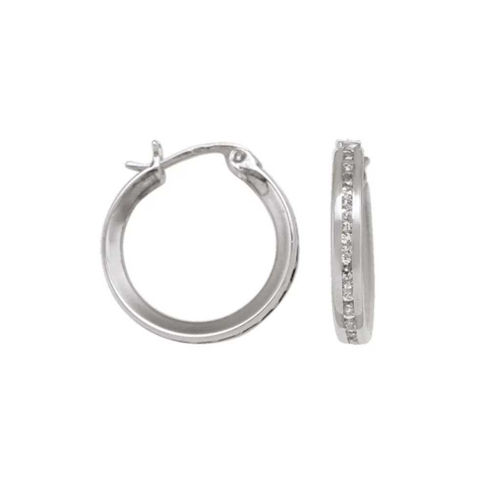 Boucles d'oreilles créoles en zircone cubique argentée 10K - 1,0 g