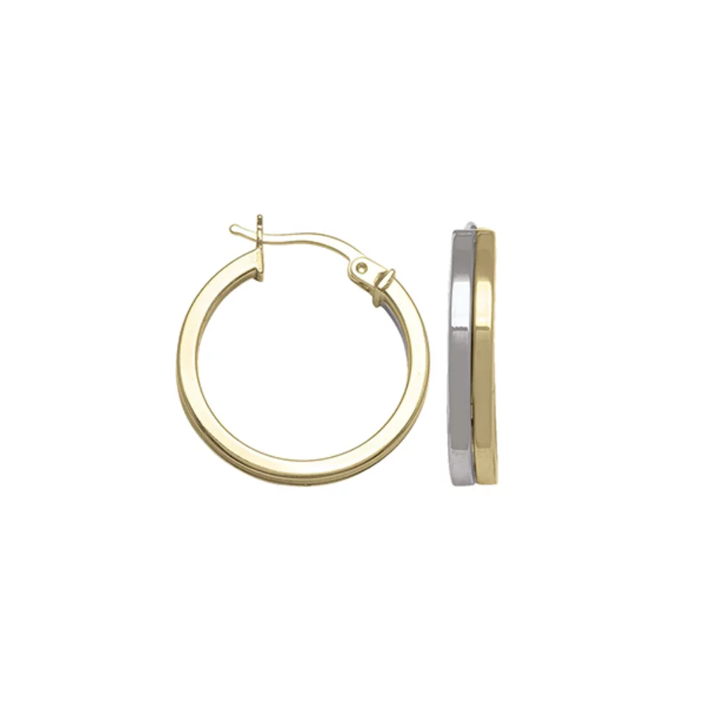 14K Two Tone Gold Hoop Earrings - ECZE134 - 2.4 gm