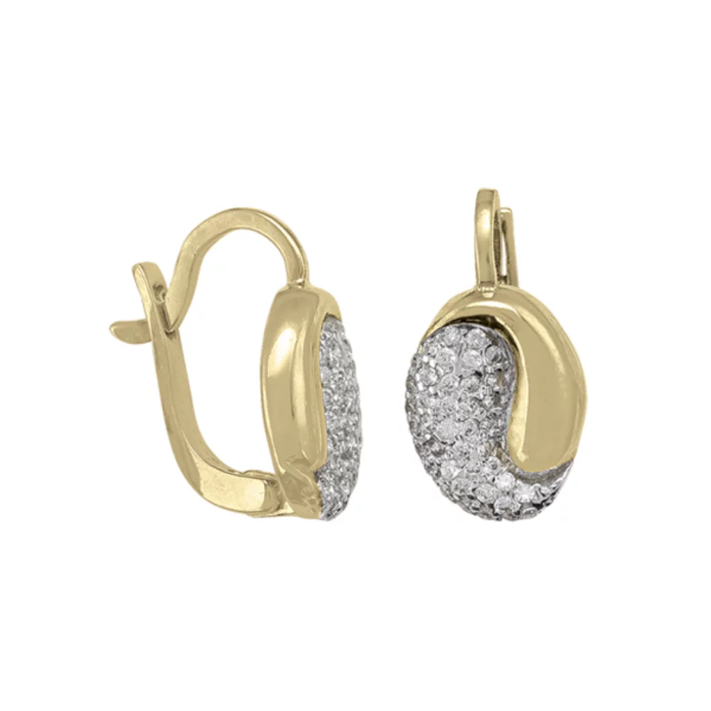 Créoles en or 10 carats avec zircone cubique en forme ovale - 3,1g