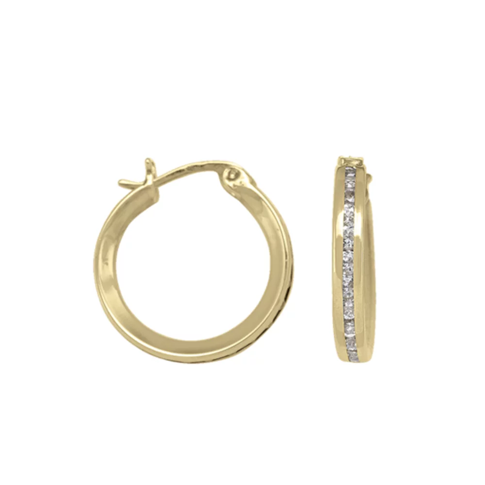 Créoles en or 10 carats avec zircone cubique - 1,17 g