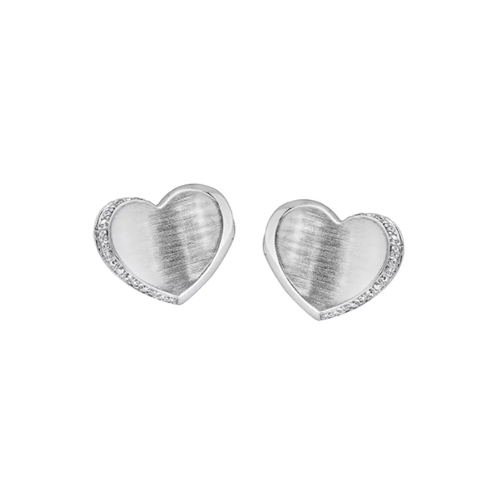 Boucles d'oreilles clou en forme de cœur en argent sterling (0,07 CT. T.W.) - Argent