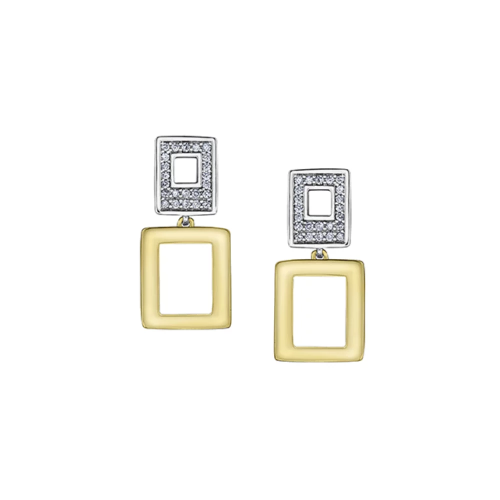 Boucles d'oreilles clous en diamant en or blanc 10 carats (0,23 CT. T.W.) - Argent et Or