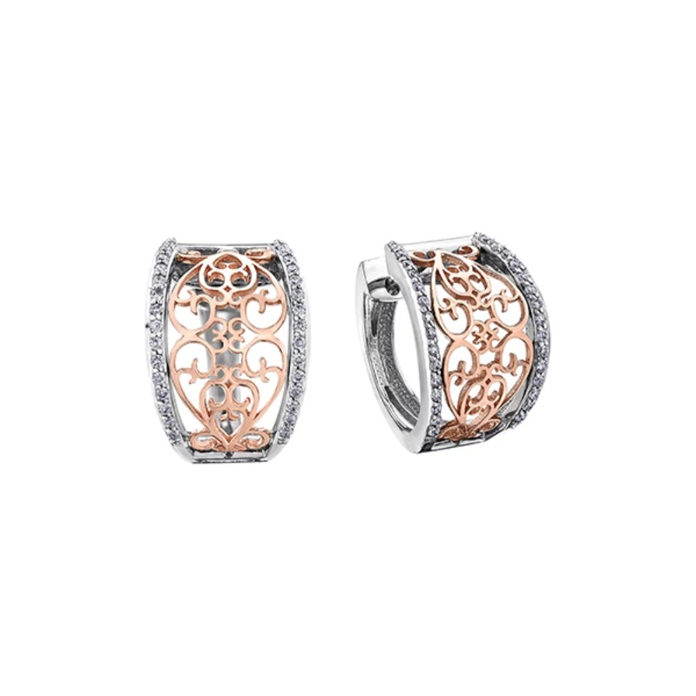 Boucles d'oreilles en diamant en or blanc et rose 10 carats (0,33 CT. T.W.) - Argent