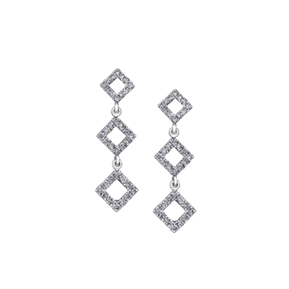 Boucles d'oreilles en diamant en or blanc 10 carats (0,086-0,144 CT. T.W.) - Argent