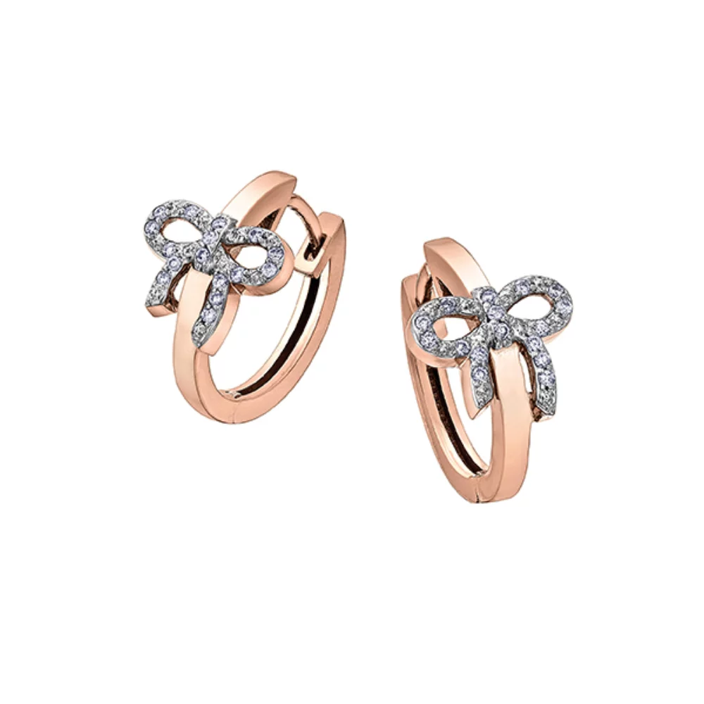Boucles d'oreilles clous en diamant en or 10 carats (0,11 CT. T.W.) - Rose