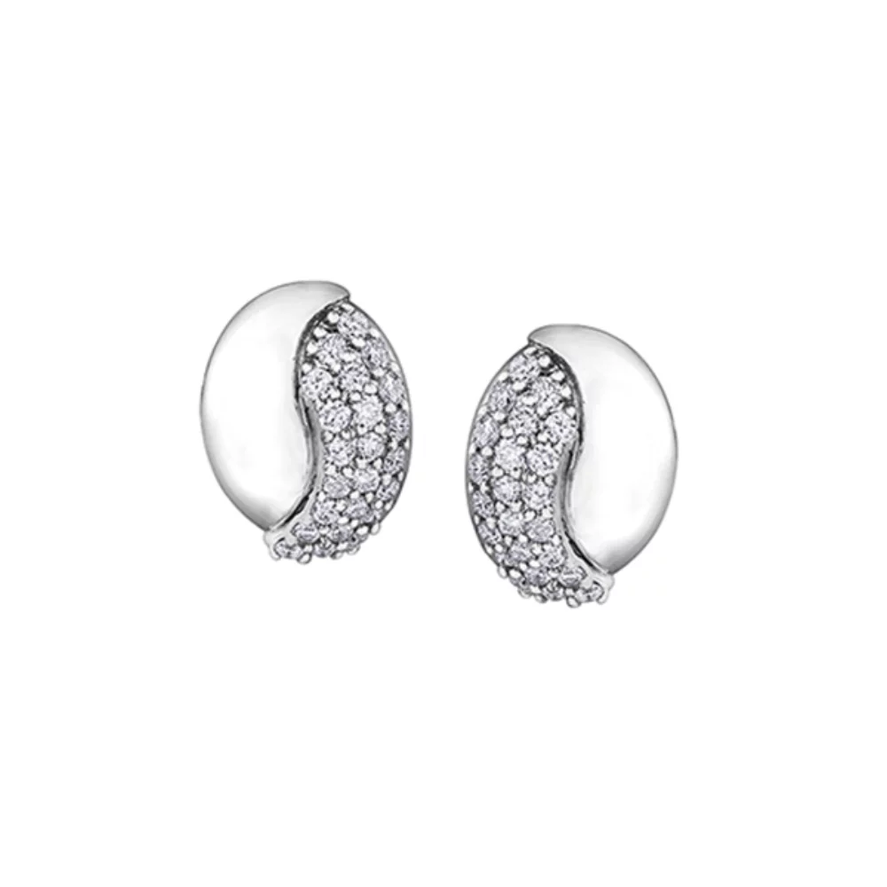 Boucles d'oreilles clous en diamant en or 10 carats (0,135, 0,048 et 0,1 CT. T.W.) - Argent