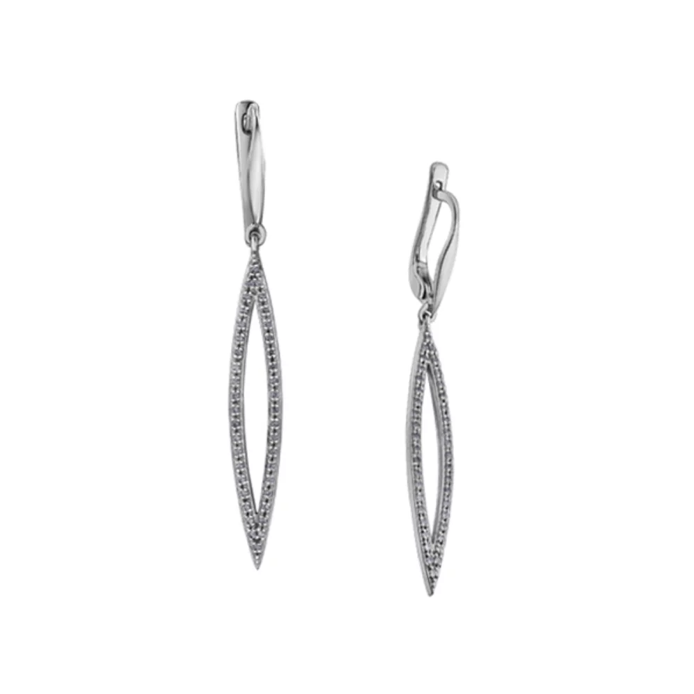 Boucles d'oreilles clou de mode en diamant en or 10 carats (0,2 CT. T.W.) - Argent