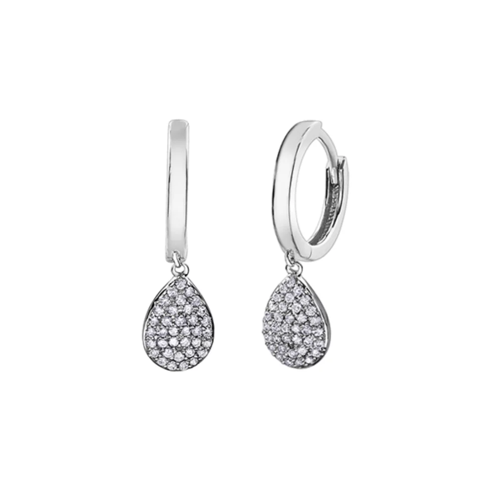 Diamond Leverback Earrings in 10K White Gold (0.3 CT. T.W.) - Silver