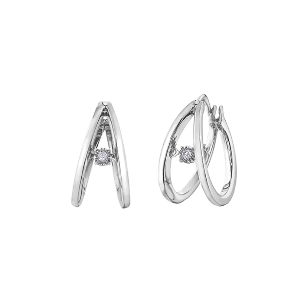 Diamond Hoop Earrings in 10K (0.04 CT. T.W.) - Silver