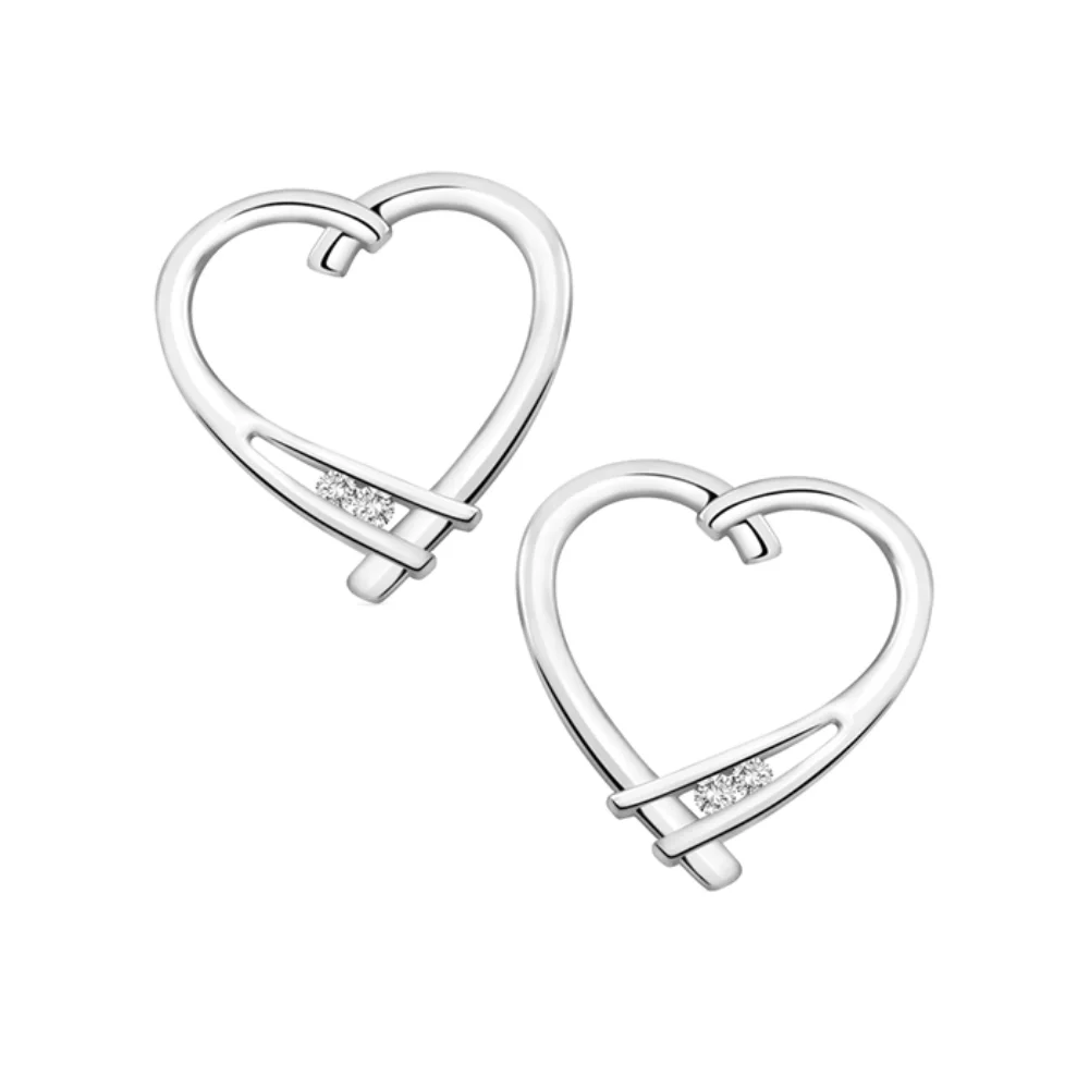 Diamond Accent Heart Stud Earrings in 10K White Gold