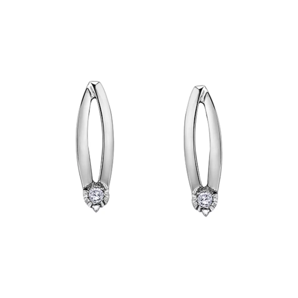 Boucles d'oreilles en diamant en or blanc 10 carats (0,04 CT. T.W.) - Argent
