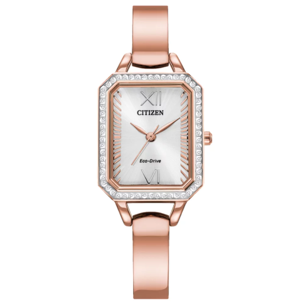 Montre Citizen Silhouette Crystal - Rectangle en or rose