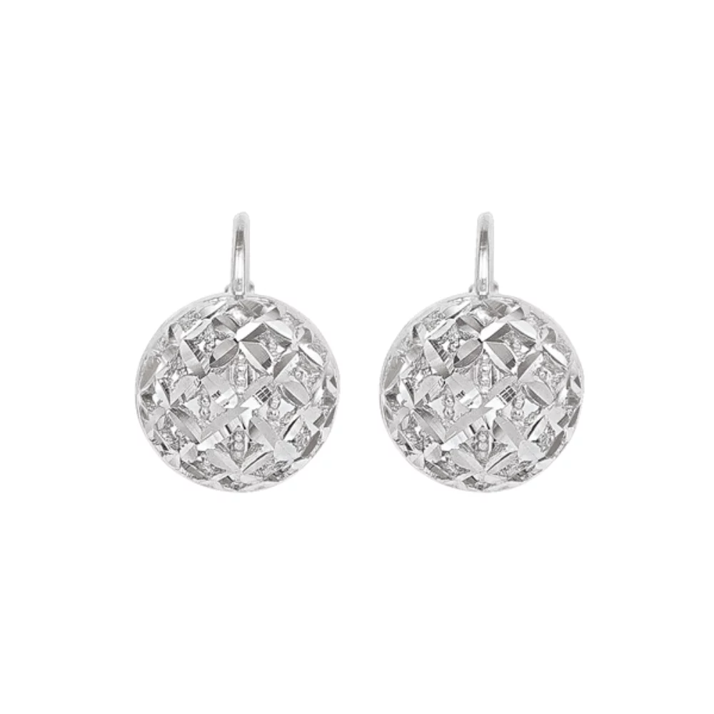Boucles d'oreilles pendantes rondes en argent 18 carats