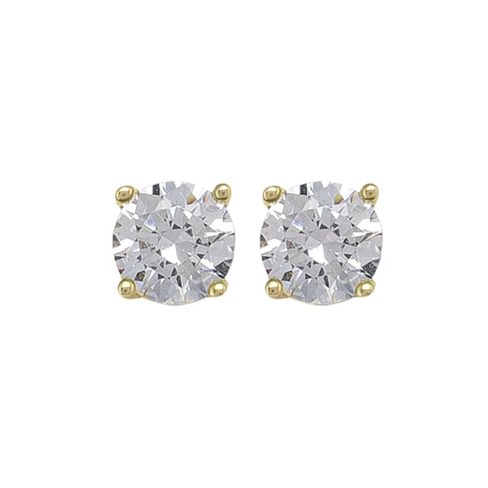 10K Gold Cubic Zirconia Stud Earrings - 1.3gm