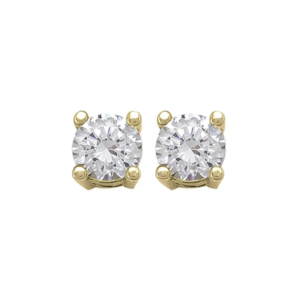 10K Gold Cubic Zirconia Stud Earrings - 1.1gm