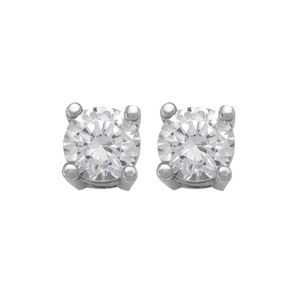 10K Silver Cubic Zirconia Stud Earrings - 1.1gm