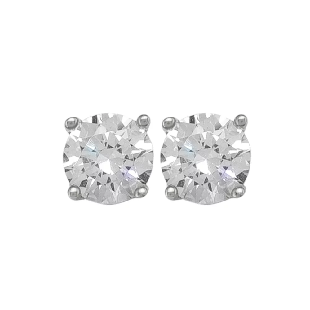 Boucles d'oreilles clou en zircone cubique argentée 10K - 1,3g