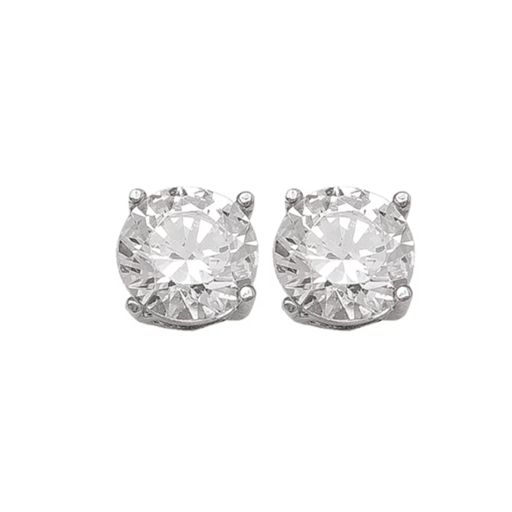 Boucles d'oreilles clou en zircone cubique argentée 10K - 1,7g