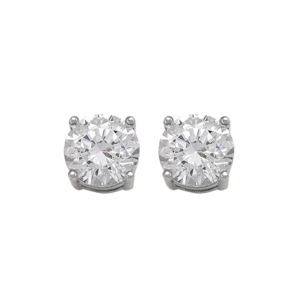 Boucles d'oreilles clous en zircone cubique argentée 10K