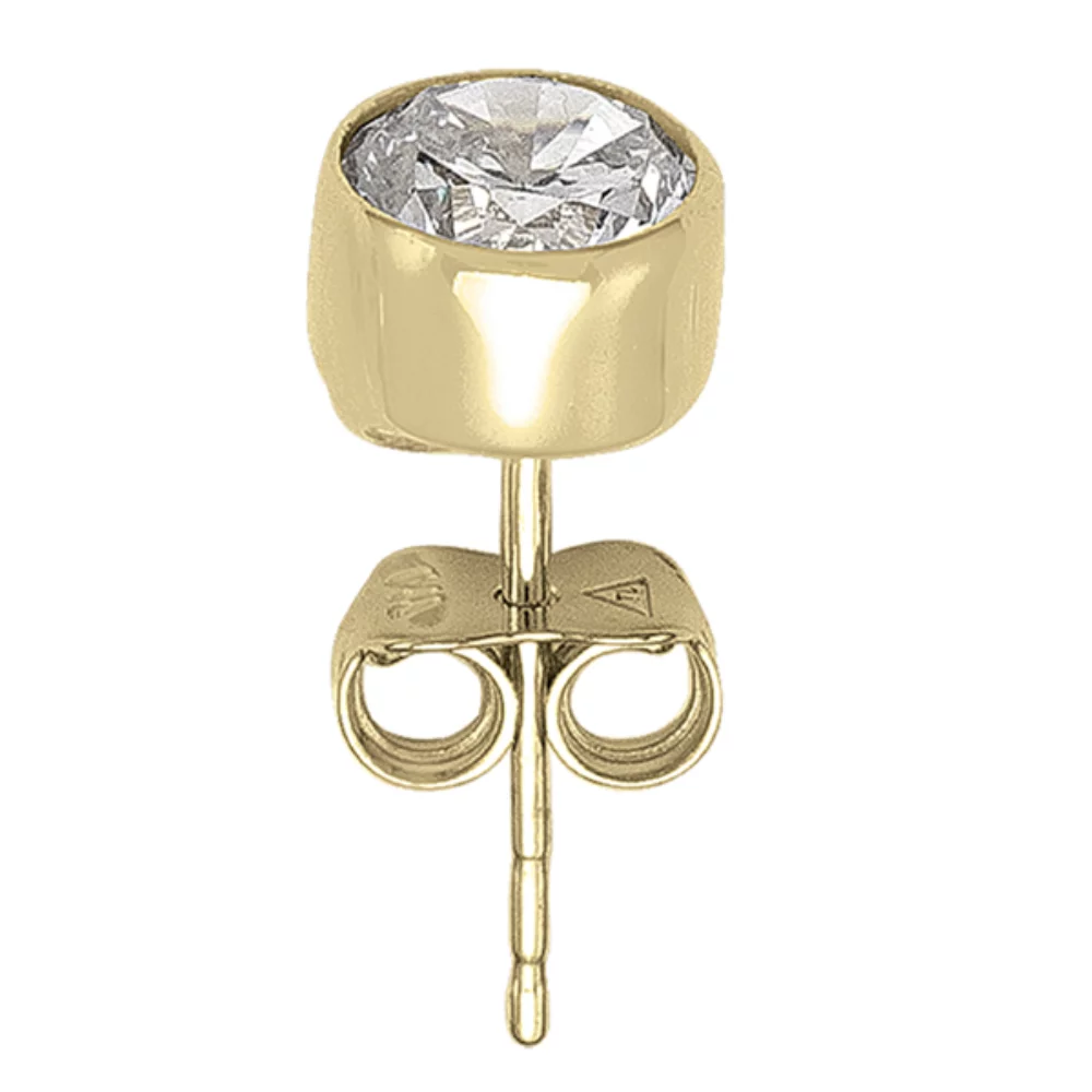 10K Gold Round Cubic Zirconia Stud Earrings - 1.8gm