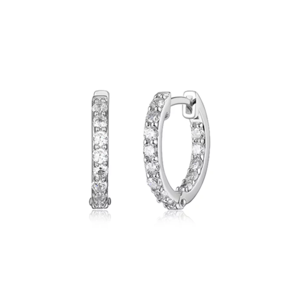Diamondlite Cubic Zirconia 16mm In-and-out Hoop Earrings - Silver