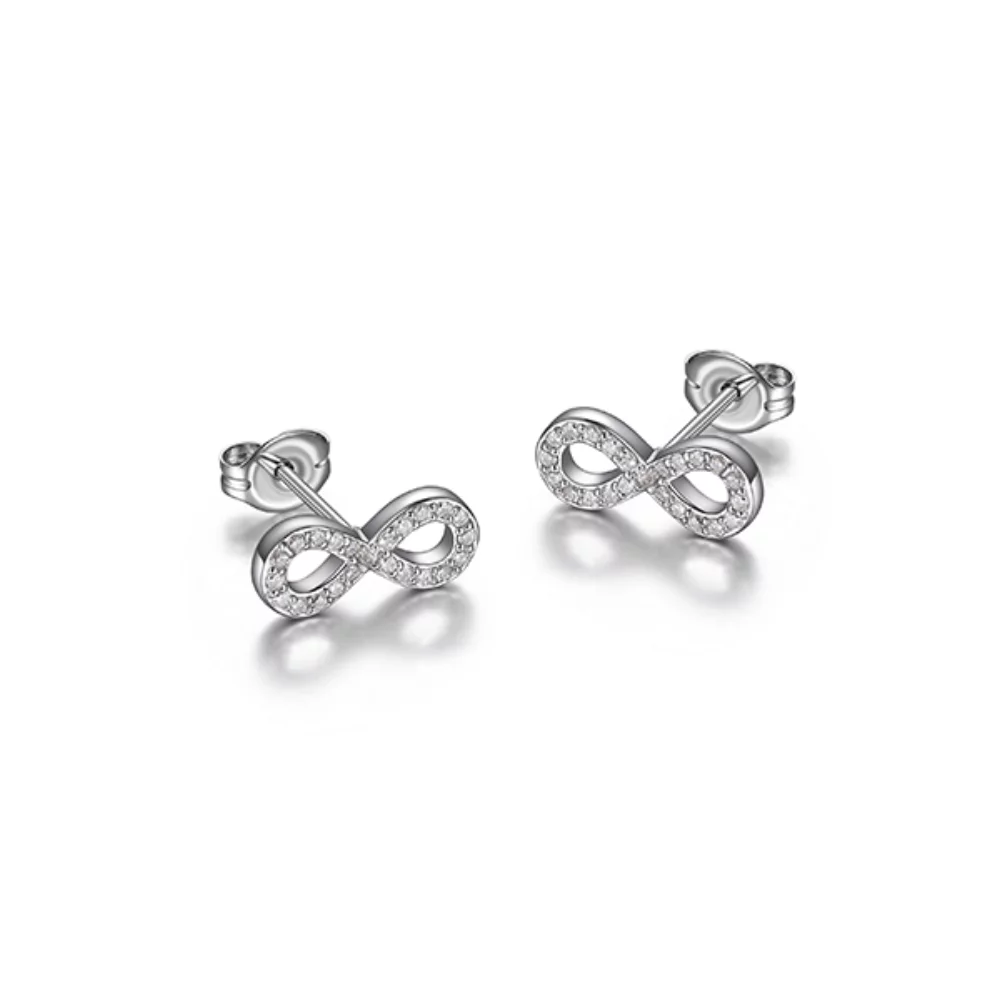 Diamondlite Cubic Zirconia Infinity Stud Earrings - Silver