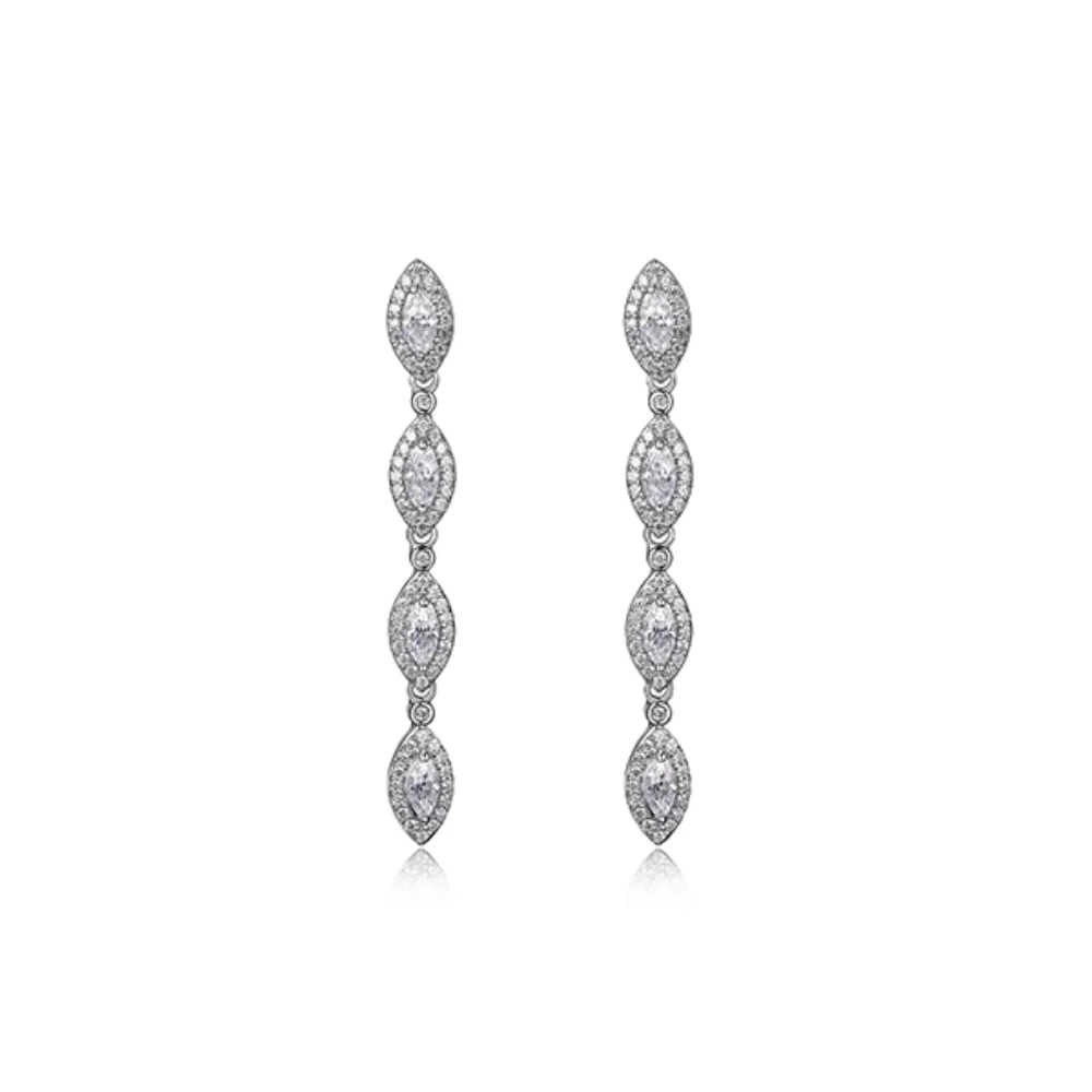 Diamondlite Cubic Zirconia Linear 5x2.5mm Marquise Drop Earrings - Silver