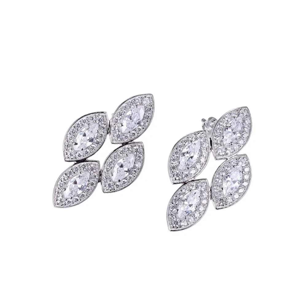 Diamondlite Cubic Zirconia Marquise Cluster Earrings in Silver