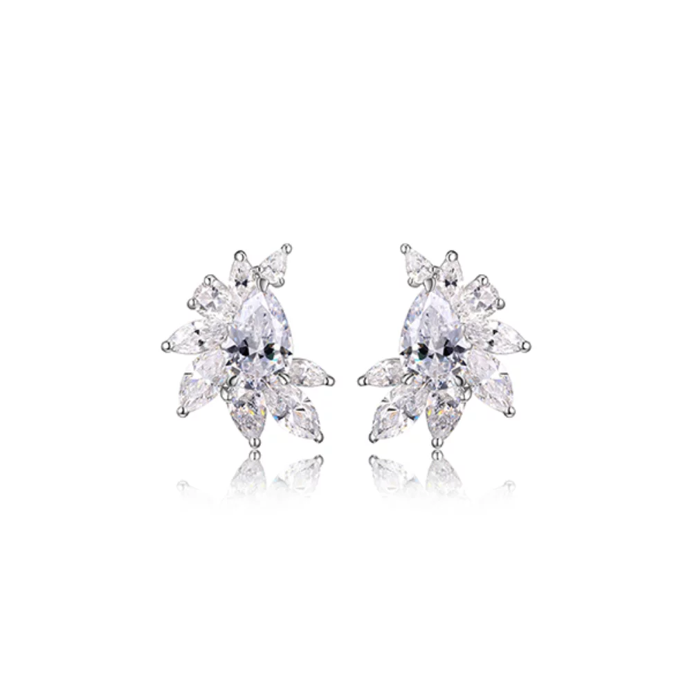 Diamondlite Cubic Zirconia Red Carpet Collection Embellished 8.5mm Pear Stud Earrings - Silver