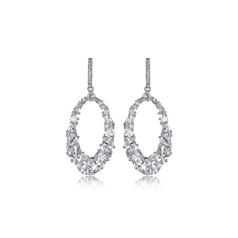 Boucles d'oreilles ovales de déclaration de la collection Red Carpet en zircone cubique Diamondlite - Argent