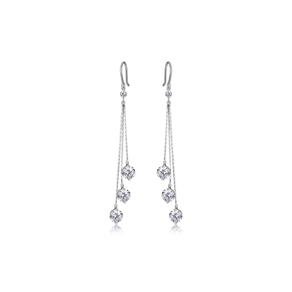 Diamondlite Cubic Zirconia Round Multi-drop Earrings - Silver