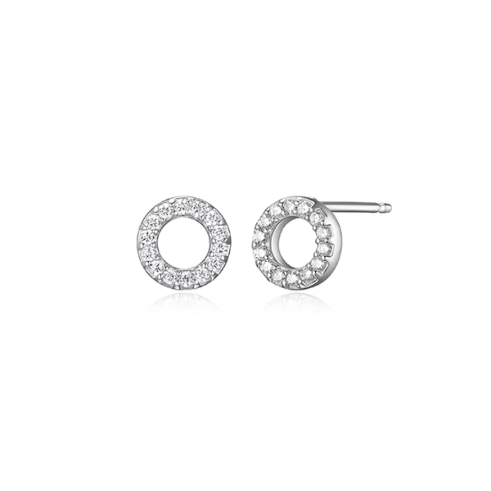 Diamondlite Cubic Zirconia Circle Stud Earrings - Silver