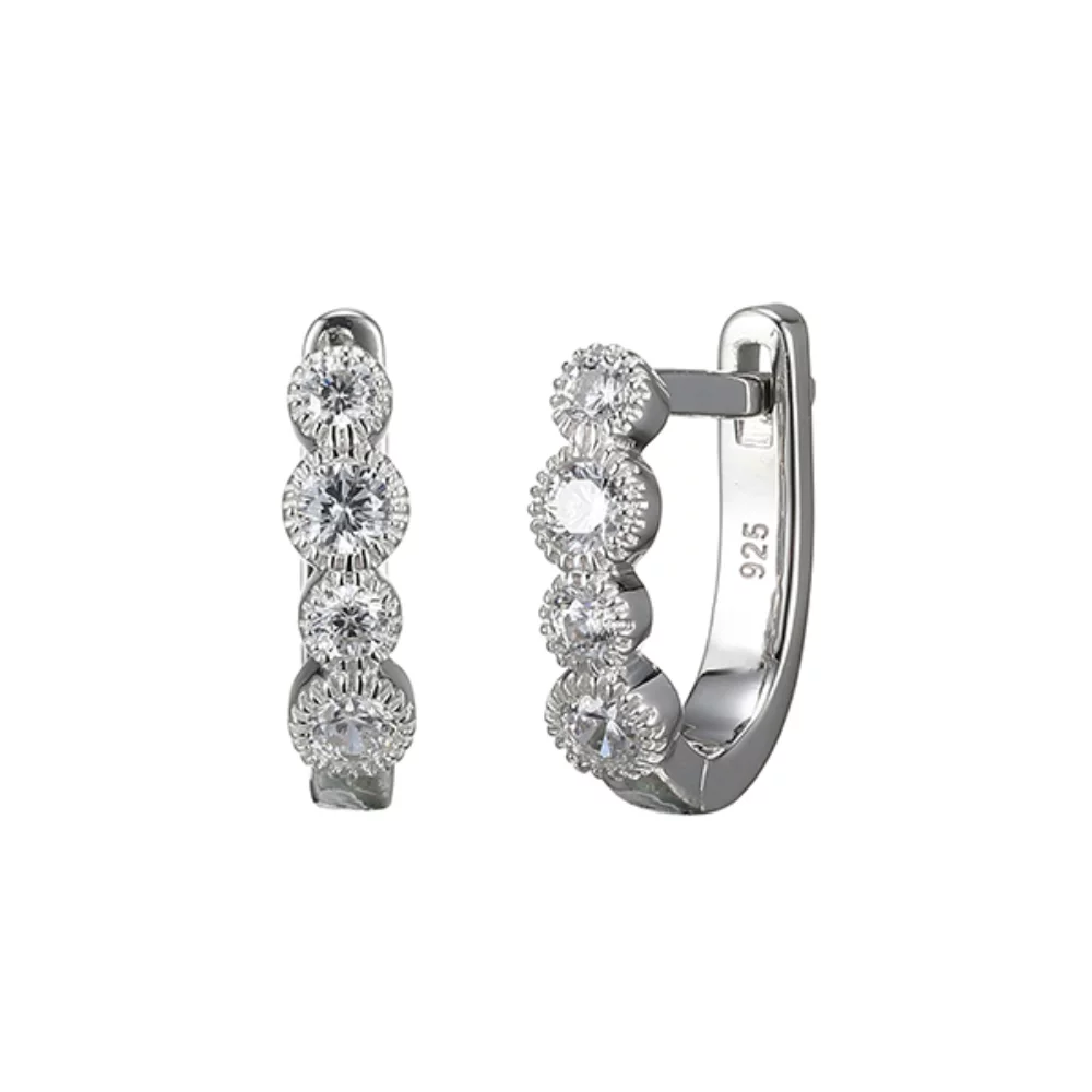 Boucles d'oreilles Huggie en zircone cubique Diamondlite 12,5 x 11 mm - Argent