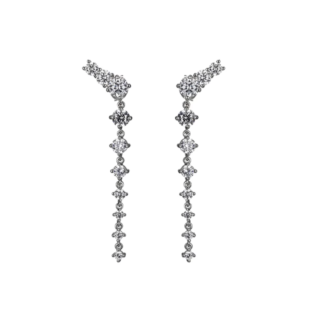 Diamondlite Cubic Zirconia Modern Cascade Drop Earrings - Silver