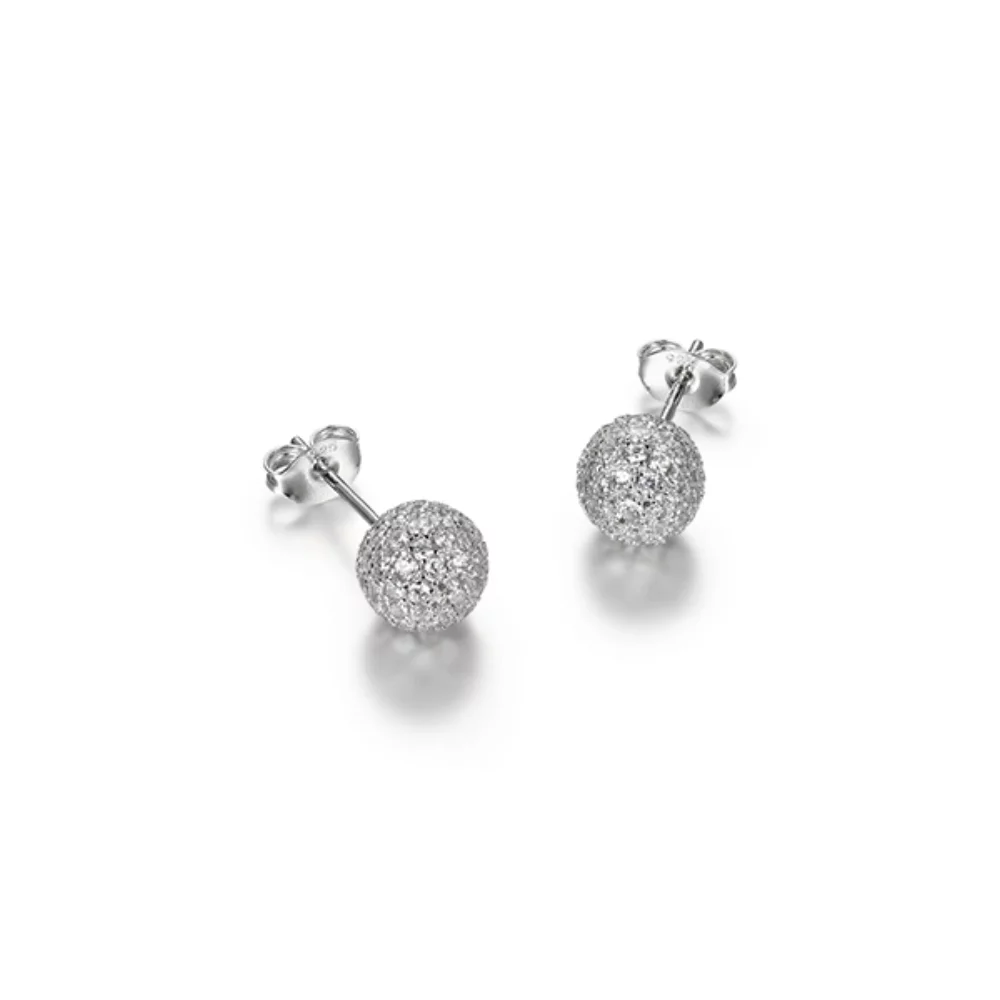 Diamondlite Cubic Zirconia Beaded Stud Earrings - Silver