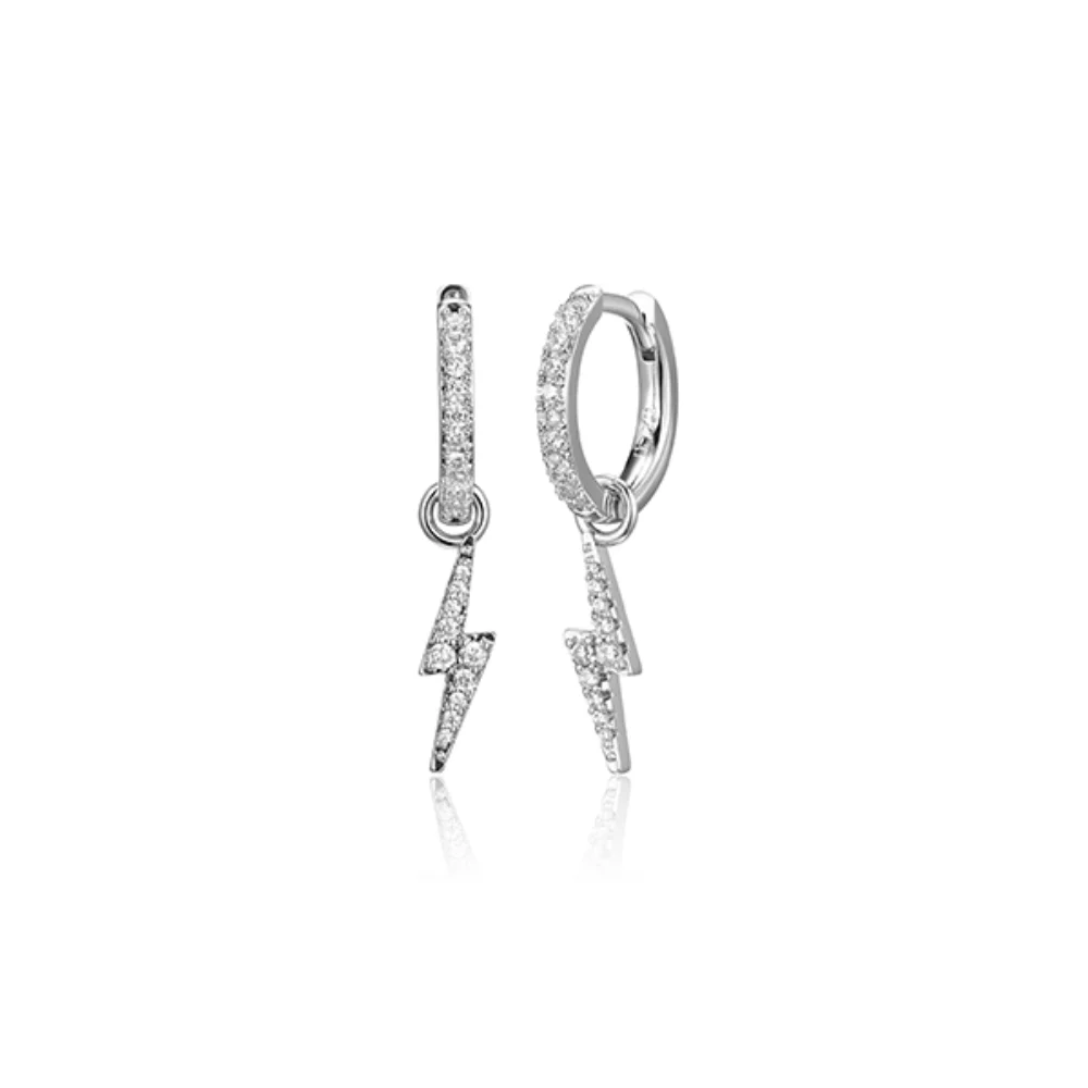 Diamondlite Cubic Zirconia Bolt Huggie Earrings - Silver