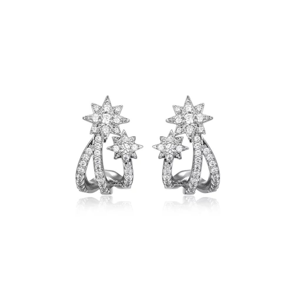 Diamondlite Cubic Zirconia Celestial Lobe Hugger Earrings - Silver