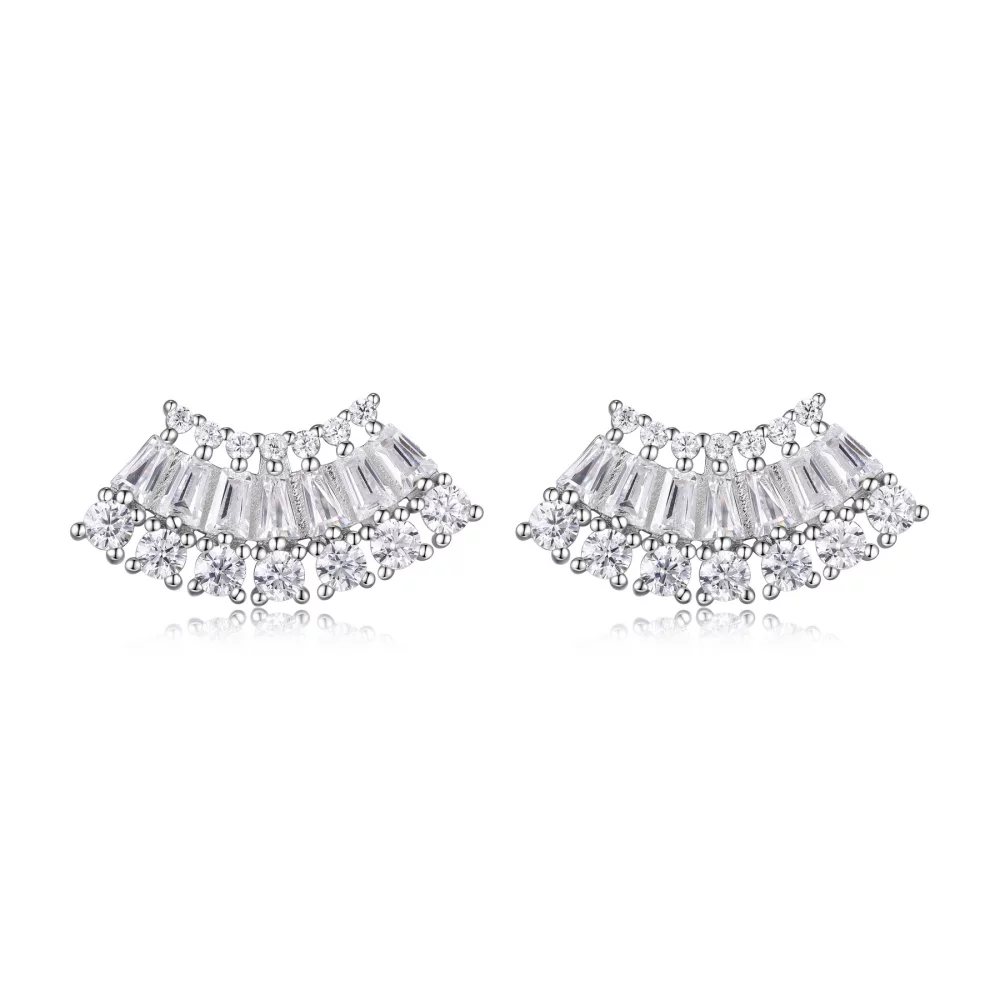 Diamondlite Cubic Zirconia Multi-stone Fan Earrings - Silver